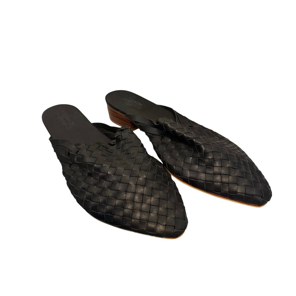 Connally McDougall black leather weave mules